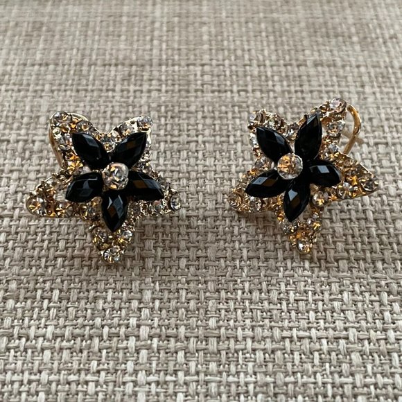 Women Earrings Fashion Black/Gold Tone Fashion Jewelry Crystals Accent - Picture 8 of 12
